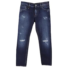 Dolce & Gabbana- Dolce & Gabbana Distressed Slim-Fit Jeans in Blue Cotton-Blue