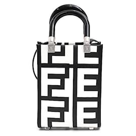 Fendi-Fendi Sunshine Shopper Mini Sac à Main Blanc Noir-Blanc