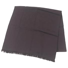 Gucci-Gucci Wool Silk GG Logo Fringe Scarf-Brown