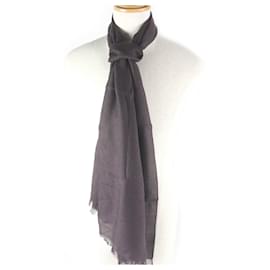 Gucci-Gucci Wool Silk GG Logo Fringe Scarf-Brown