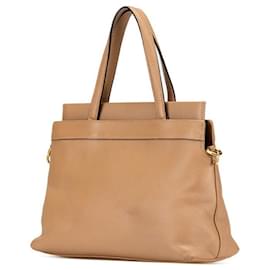 Gucci-Gucci Leather Interlocking G Handbag 2WAY-Brown,Beige