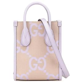 Gucci-Gucci Jumbo GG Mini Tote Bag Canvas Leather-Purple