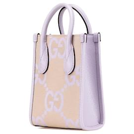 Gucci-Gucci Jumbo GG Mini Tote Bag Canvas Leather-Purple