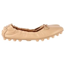 Tod's- Tod's Gommino Ballet Flats in Nude Calf Leather-Brown,Flesh