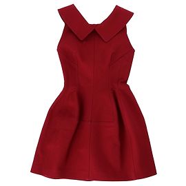 Abito Mini con Collo Strutturato Alaïa in Cotone Rosso Rosso