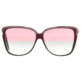 Gucci- Gucci Embellished Oversized Sunglasses in Burgundy Acetate-Red,Dark red