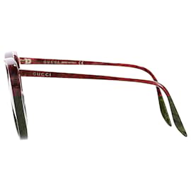 Gucci- Gucci Embellished Oversized Sunglasses in Burgundy Acetate-Red,Dark red