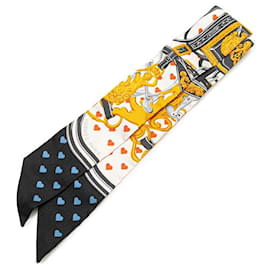 Bally-Hermes Silk Twilly Scarf-White