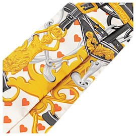Bally-Hermes Silk Twilly Scarf-White