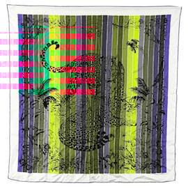 Hermès-Hermes Silk Scarf Jungle Love Rainbow-White