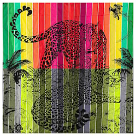 Hermès-Hermes Silk Scarf Jungle Love Rainbow-White