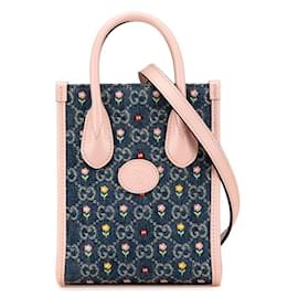 Gucci-Gucci Interlocking G Flower 2WAY Handbag-Blue
