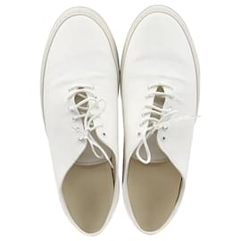 The row- The Row Dean Lace-Up Sneakers in White Canvas-White,Cream