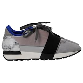 Balenciaga-Balenciaga Race Runner Marble Sneakers in Grey Suede -Grey