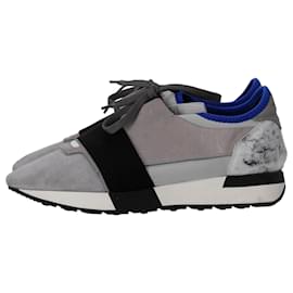 Balenciaga-Balenciaga Race Runner Marble Sneakers in Grey Suede -Grey