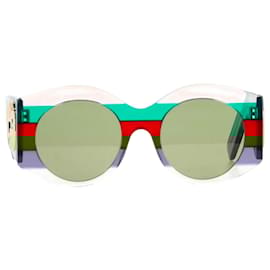 Gucci-Gucci Round Frame Sunglasses GG0177S in Green Acetate-Green