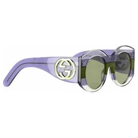 Gucci-Gucci Round Frame Sunglasses GG0177S in Green Acetate-Green