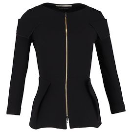Roland Mouret Zip-Front Peplum Jacket in Black Wool Black