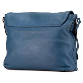 Gucci-Gucci Interlocking G Leather Shoulder Bag-Blue