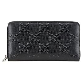 Gucci-Gucci Leather Zip Around Organizer Wallet-Black