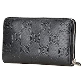 Gucci-Gucci Leather Zip Around Organizer Wallet-Black