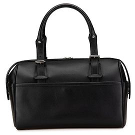 Burberry Nova Check Leather Boston Bag Black