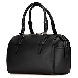 Burberry-Burberry Nova Check Leather Boston Bag-Black