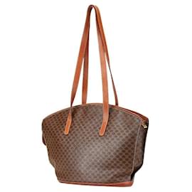 Céline-Celine Macadam Brown PVC Leather Tote Bag-Brown