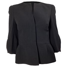 Giacca peplum cropped Alexander McQueen in lana nera Nero