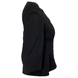 Alexander Mcqueen-Alexander McQueen Cropped Peplum Jacket in Black Wool-Black
