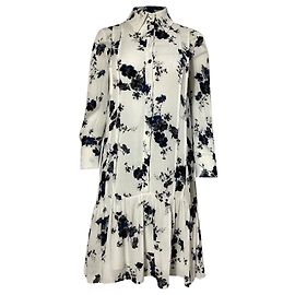 Robe Mini Fleurie Erdem en Viscose Blanche Blanc