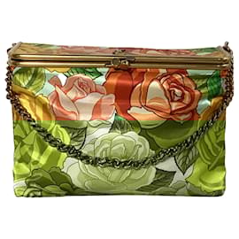Saint Laurent-Saint Laurent Medium Sac Floral Charniere Bag in Multicolor Satin-Multiple colors