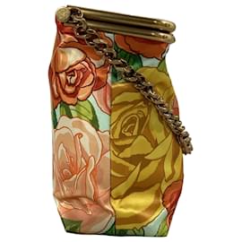 Saint Laurent-Saint Laurent Medium Sac Floral Charniere Bag in Multicolor Satin-Multiple colors