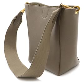 Céline-Celine Leather Sangle Bucket Small Shoulder Bag-Grey