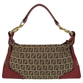 Fendi-Sac à main en toile Zucchino en cuir Fendi-Marron