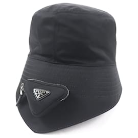 Prada-Prada Nylon Hat XXL Triangle Logo-Black