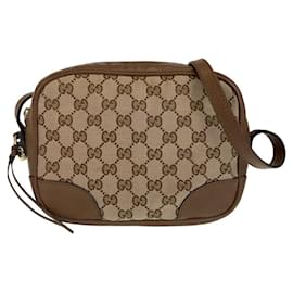 Gucci-Gucci GG Canvas Leather Shoulder Bag-Brown,Beige
