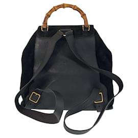 Gucci-Gucci Bamboo Suede Leather Backpack-Black