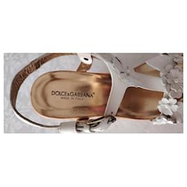 Dolce & Gabbana-DOLCE & GABBANA LEATHER WEDGE.-White
