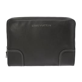 Louis Vuitton-Louis Vuitton Maroon Leather Clutch Bag-Brown