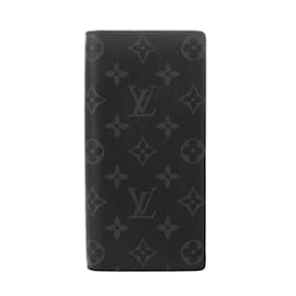 Louis Vuitton-Louis Vuitton Monogram Eclipse Portefeuille Brazza-Brown,Black