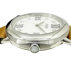 Fendi-Fendi Selleria Brown Leather and Stainless Steel Wristwatch-Brown