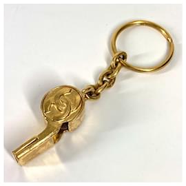 Chanel-Chanel 97A CC Coco Mark Whistle Bag Charm Key Ring Holder-Golden