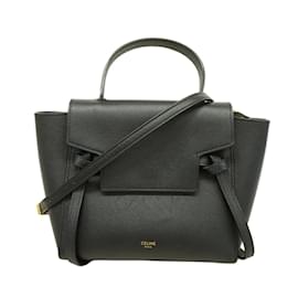 Céline-Celine Black Leather Handbag-Black