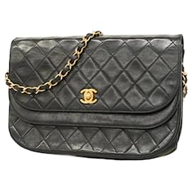 Chanel-Chanel Black Lambskin Shoulder Bag-Black