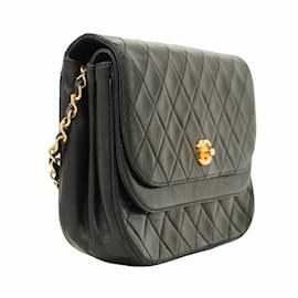 Chanel-Chanel Black Lambskin Shoulder Bag-Black