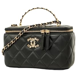 Chanel-Chanel Black Lambskin Vanity Bag-Black