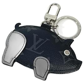 Louis Vuitton-Louis Vuitton Monogram Eclipse Portocle Animal Pig Bag Charm Keychain-Black,Monogram