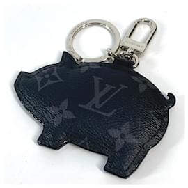 Louis Vuitton-Louis Vuitton Monogram Eclipse Portocle Animal Pig Bag Charm Keychain-Black,Monogram