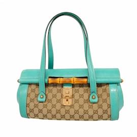 Gucci-Gucci Handbag GG Canvas Bamboo-Brown,Blue